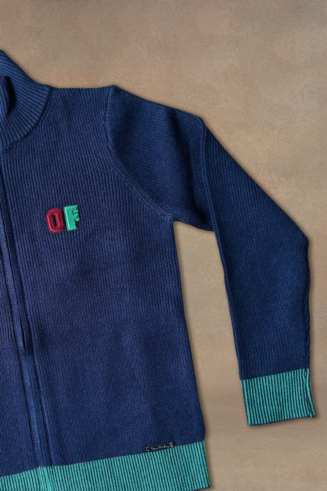 One Friday Boys Navy Blue Solid Sweater