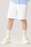 One Friday Kids Boys Off White Cotton Embroidered Shorts With Pockets - One Friday World