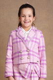 One Friday Kids Girls Pink & Lilac Checkered Blazer