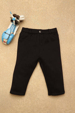 One Friday Baby Boys Black Solid Trouser