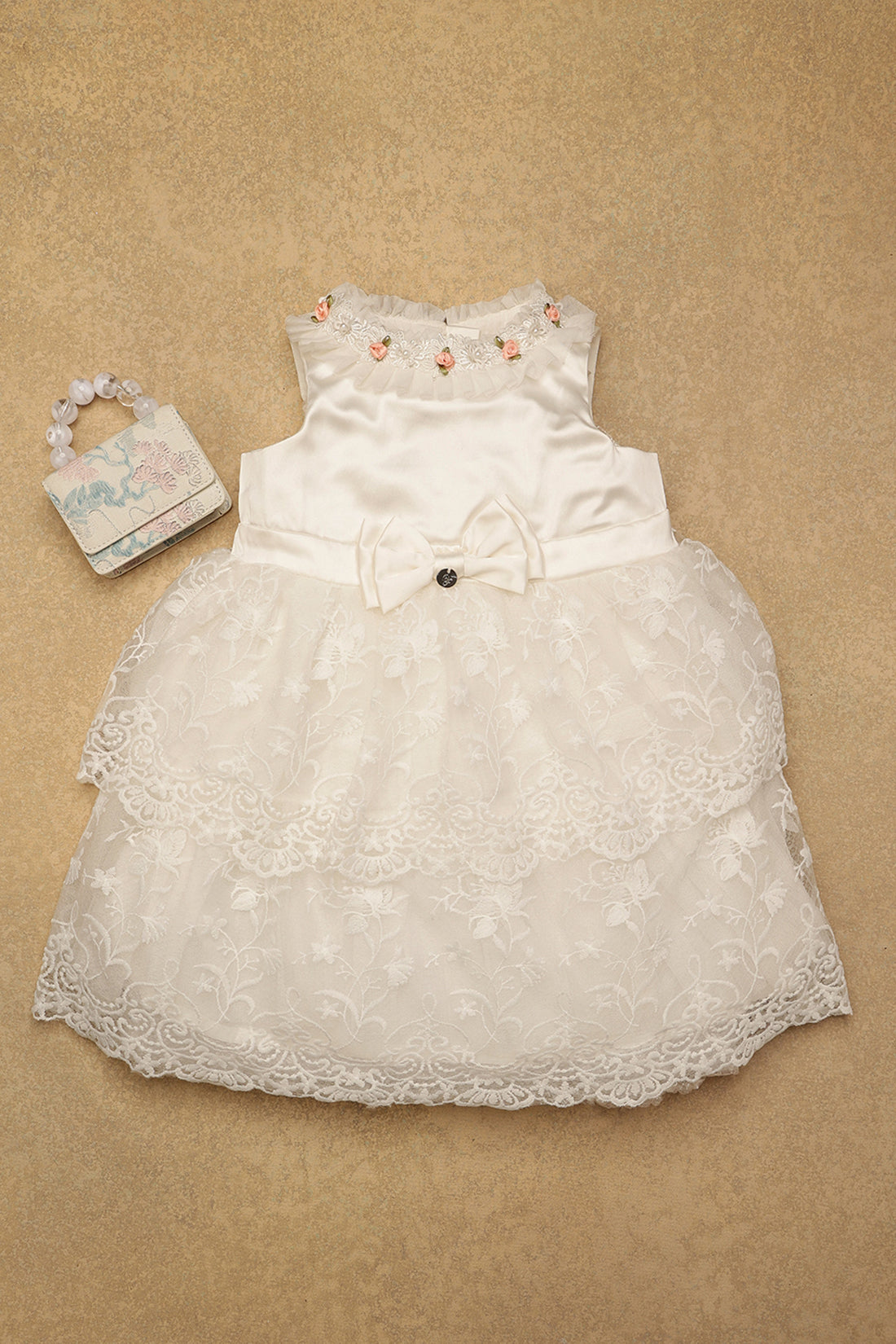 One Friday Kids Girls Off White Solid Dress