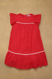 One Friday Girls Red Schiffli Cotton Dress