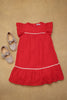 One Friday Girls Red Schiffli Cotton Dress