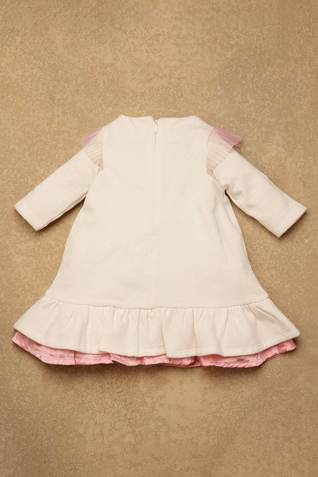 One Friday Baby Girls Off White Solid Dress