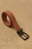 One Friday Tan Synthetic Leather Plain PU Belt