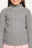 One Friday Kids Girls Grey Turtleneck Full Sleeves Knitted Jumper