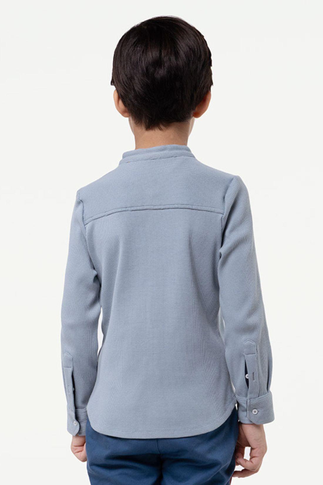 One Friday Kids Boys Blue Chinese Collar Shirt - One Friday World