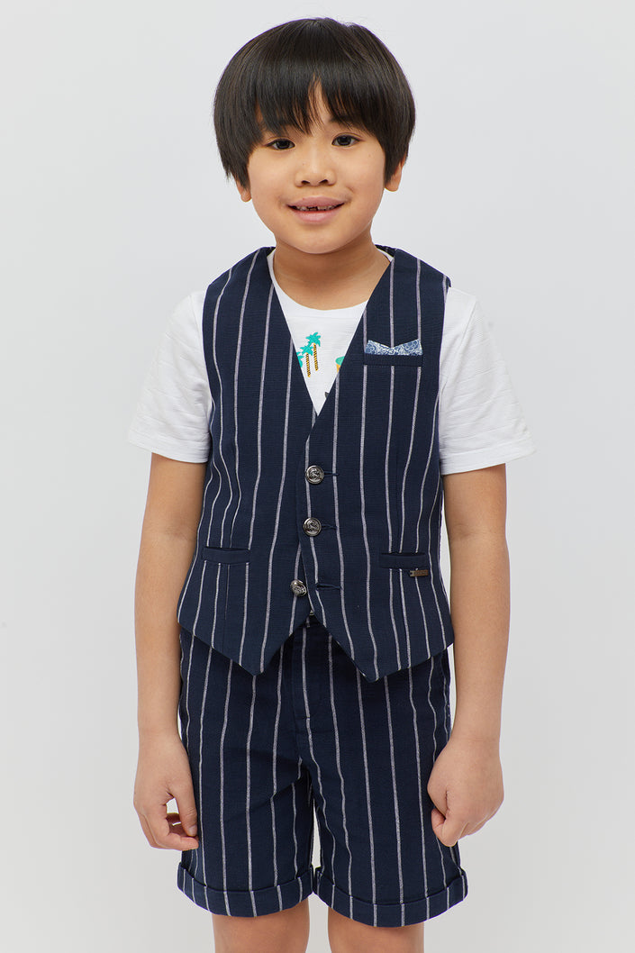 Striped Navy Blue Waistcoat