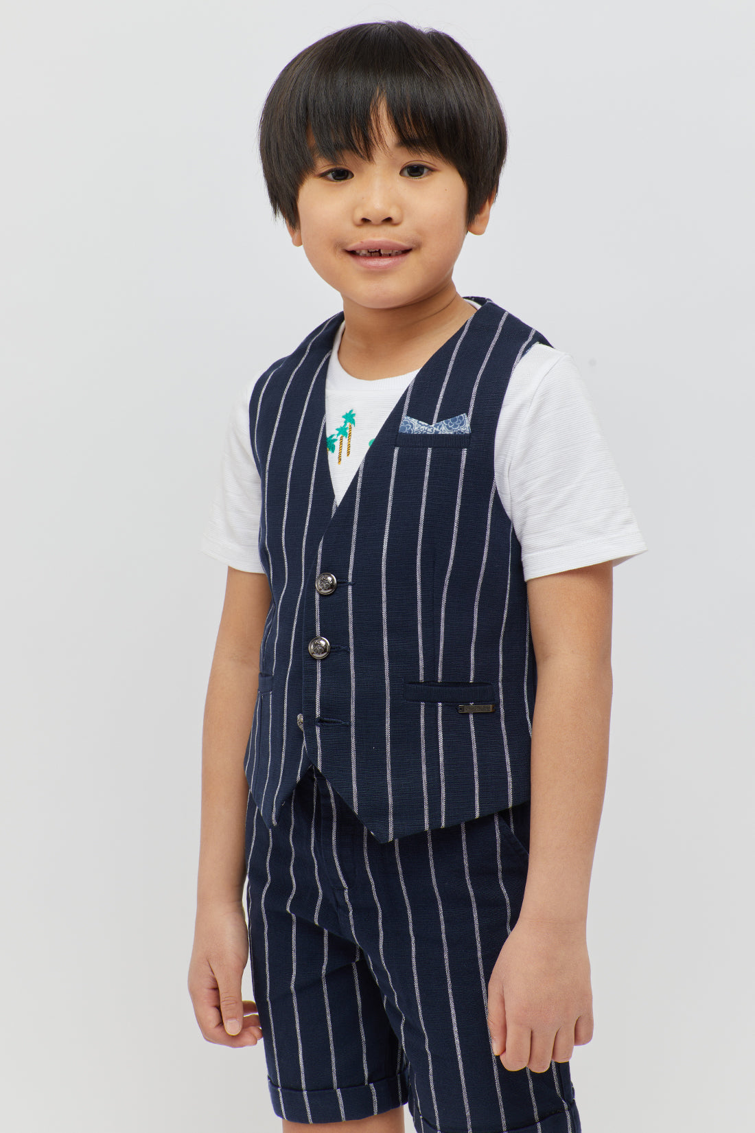 Striped Navy Blue Waistcoat