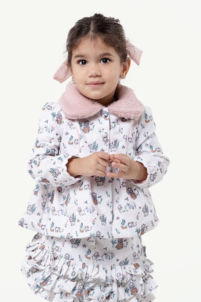 One Friday Baby Girls Multi Animal Printed Overcoat