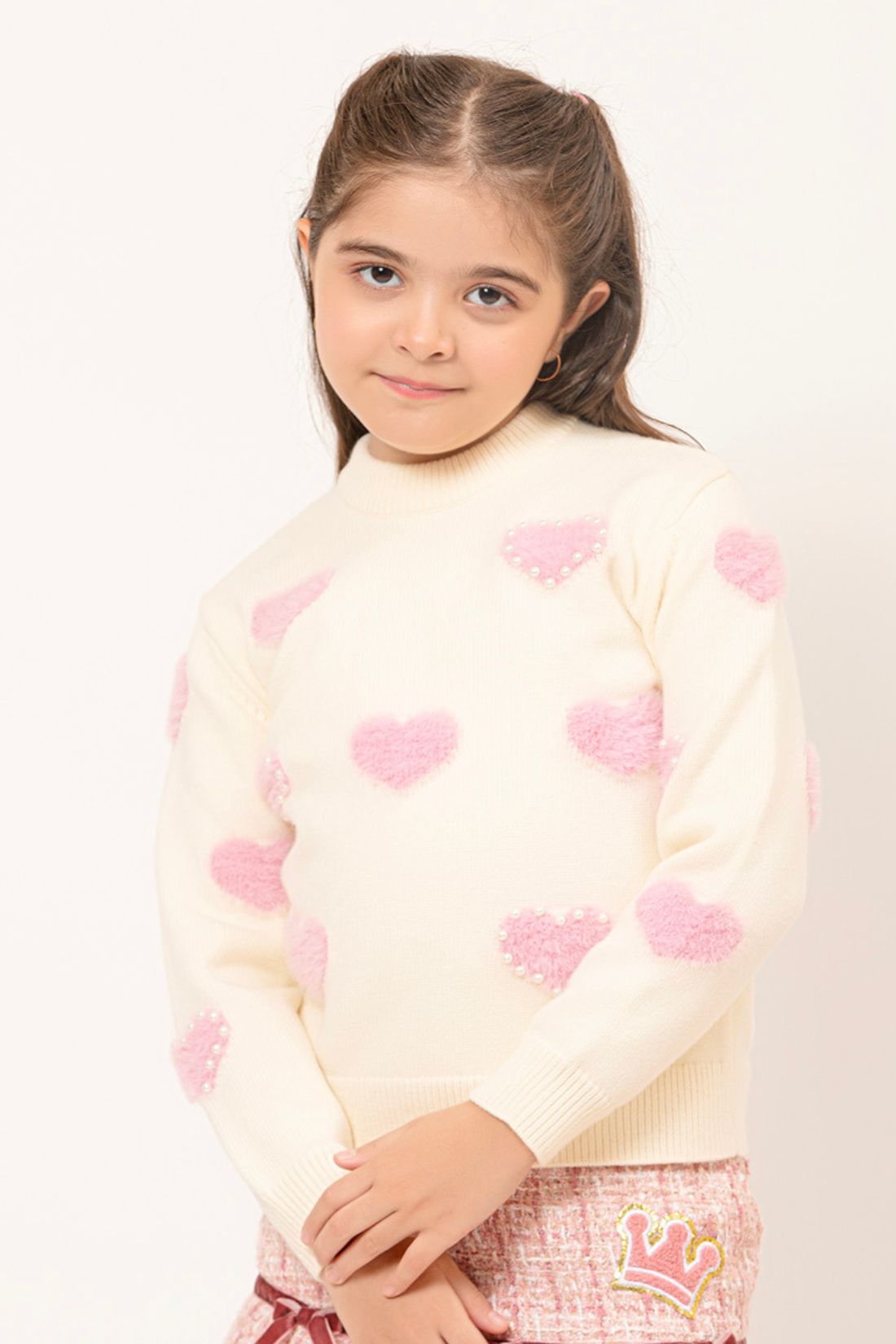 One Friday Kids Girls Off White Knitted Sweater