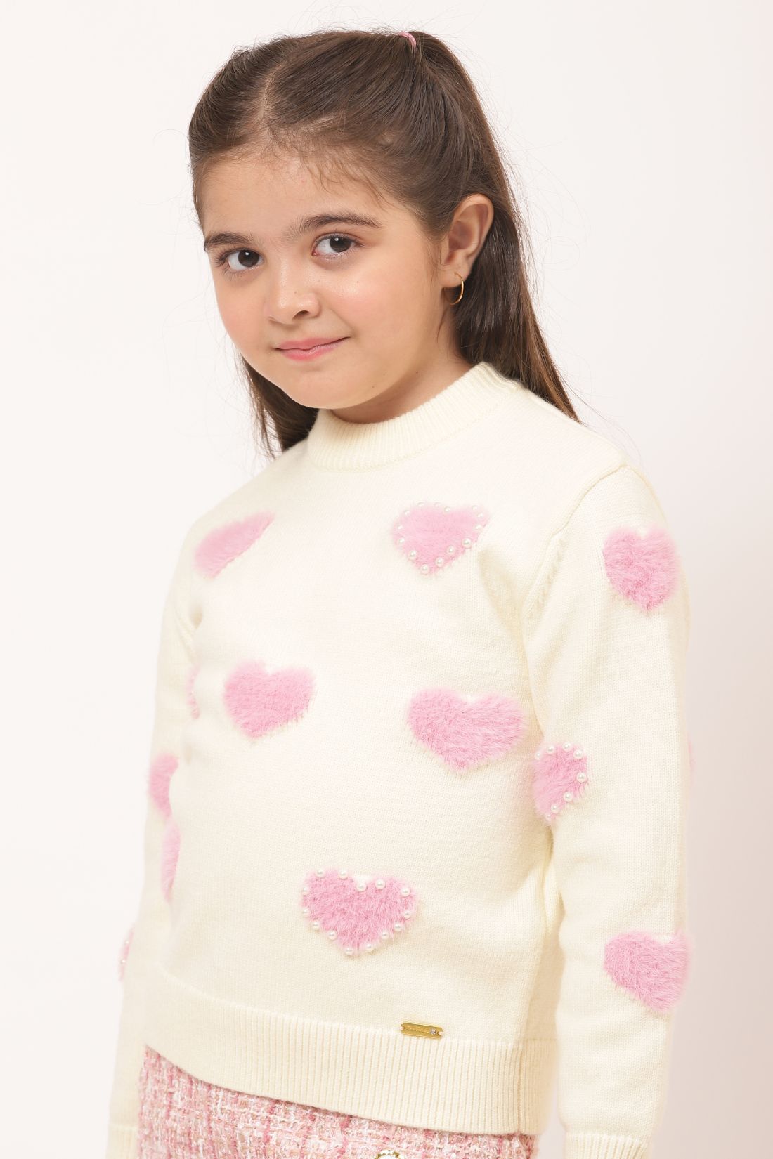 One Friday Kids Girls Off White Knitted Sweater