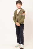 One Friday Kids Boys Olive Green Alien themed Cardigan