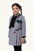 One Friday Kids Girls Multi Check Blazer with Minnie Mouse Embroidery at back