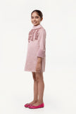 One Friday Varsity Chic Pink Ruffle Dress for Girls - One Friday World