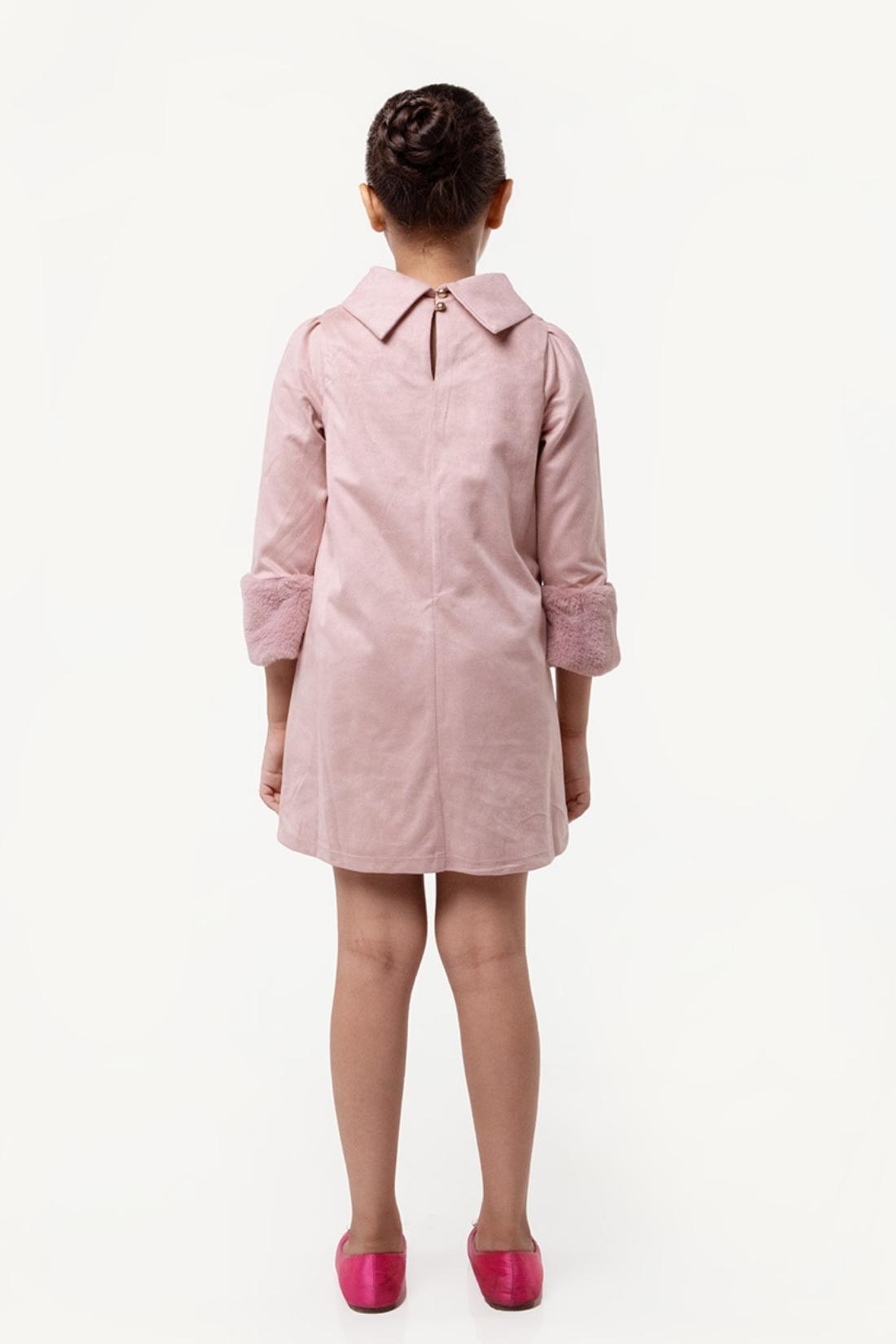 One Friday Varsity Chic Pink Ruffle Dress for Girls - One Friday World