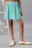 One Friday Girls Turquoise Lace fabric Cotton Skirt