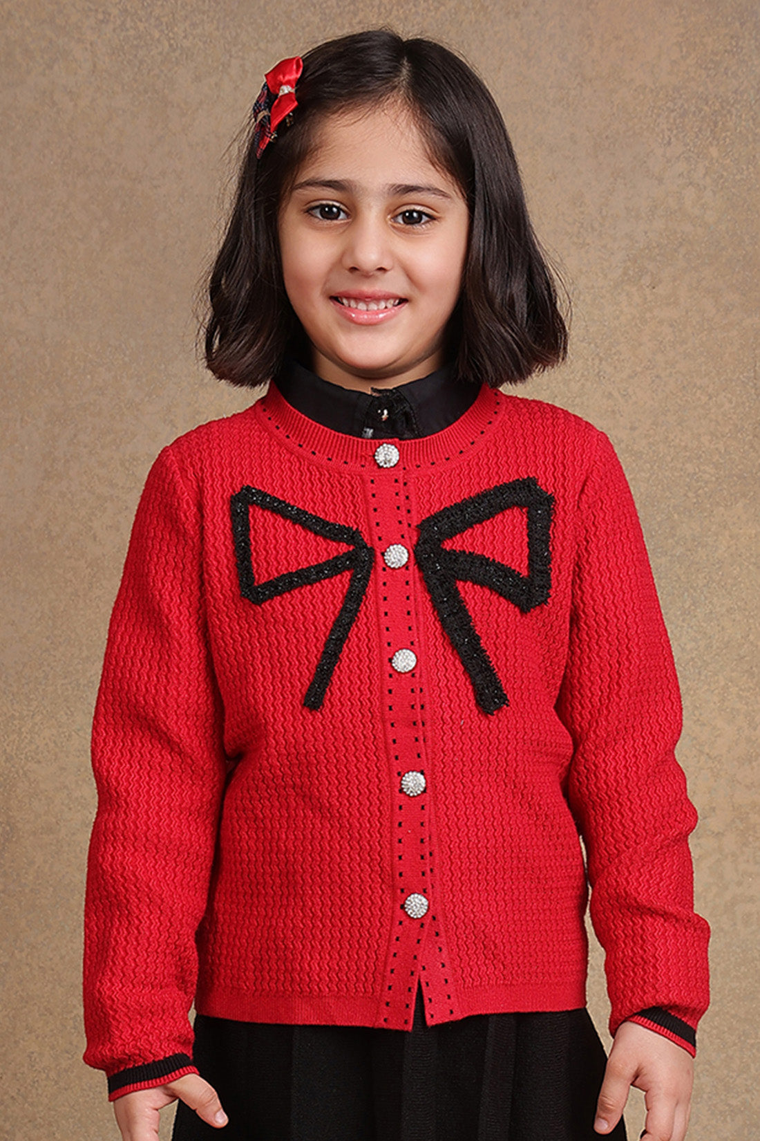 One Friday Girls Red Solid Sweater