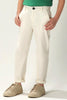 One Friday Kids Boys Off White Stretchable Cotton Solid Trouser With Pockets - One Friday World