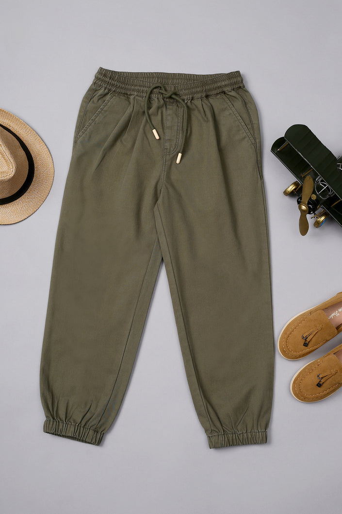 One Friday Boys Sage Green Solid Jogger