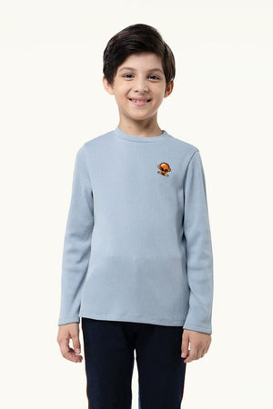 One Friday Kids Boys Sky blue Knitted Full Sleeves T-shirt