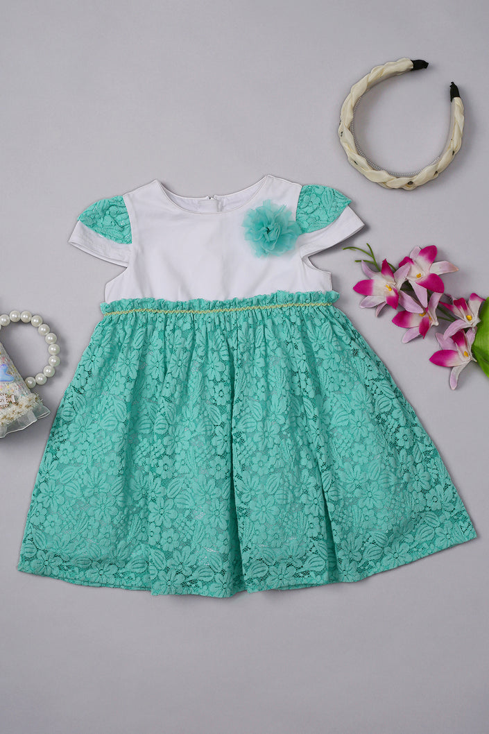 One Friday Baby Girls Mint Lace Dress