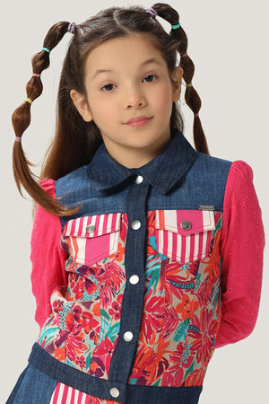 One Friday Kids Girls Floral Printed Cotton Jacket