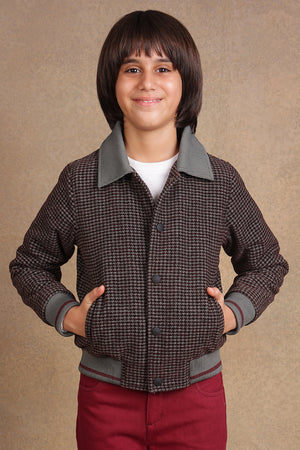 One Friday Kids Boys Wine Checks Jacket