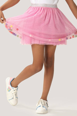 One Friday Kids Girls Pink Netted Skirt