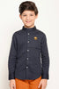 One Friday Kids Boys Navy Blue Mandarin Collared Shirt