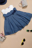 One Friday Infant Girls Cotton White & Blue Denim Dress