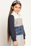 One Friday Kids Girls Navy Blue Shirt Collar Jacket