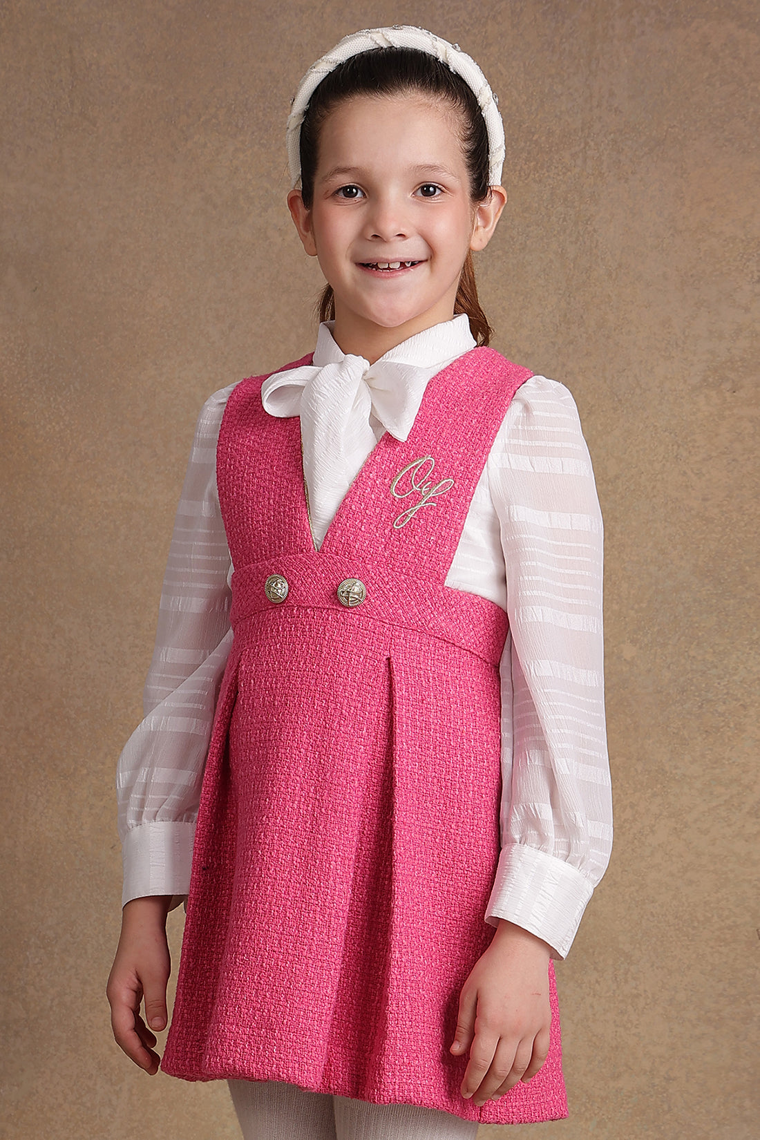 One Friday Girls Pink Boucle Dress