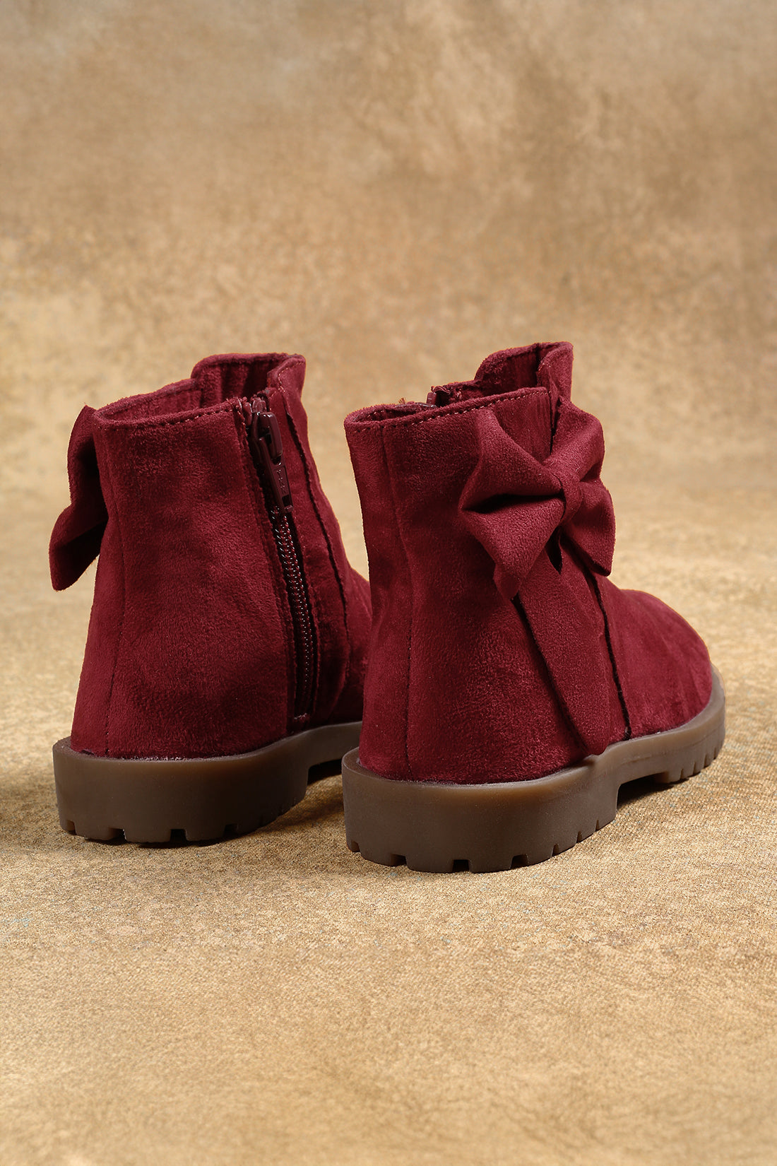 One Friday Girls Maroon Solid Boots