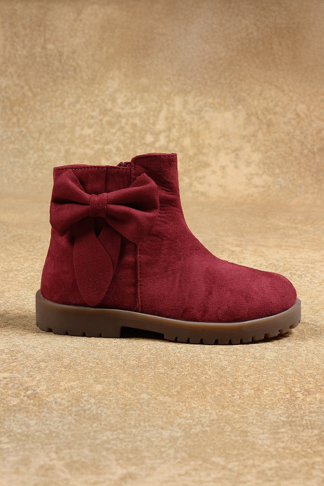 One Friday Girls Maroon Solid Boots