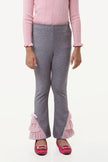 One Friday Varsity Chic Grey Bell Bottoms with Baby Pink Frills - One Friday World