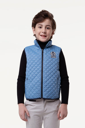 One Friday Kids Boys Half Sleeve Blue Quilted Jacket
