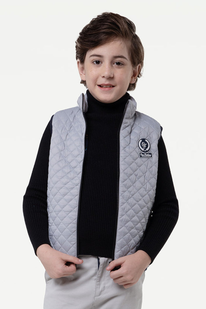 One Friday Kids Boys Half Sleeve Grey Quilted Jacket