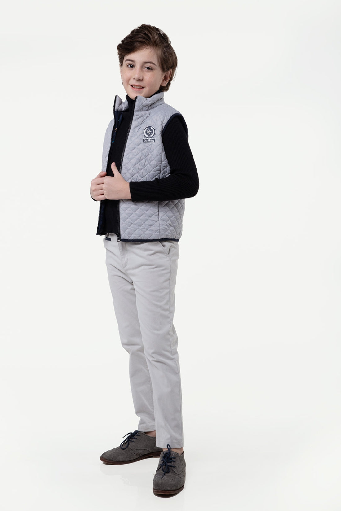 One Friday Kids Boys Half Sleeve Grey Quilted Jacket