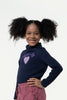 One Friday Kids Girls Navy Blue Full Sleeves Cotton Sweatshirt