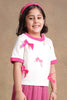 One Friday Kids Girls Pink bow White Top