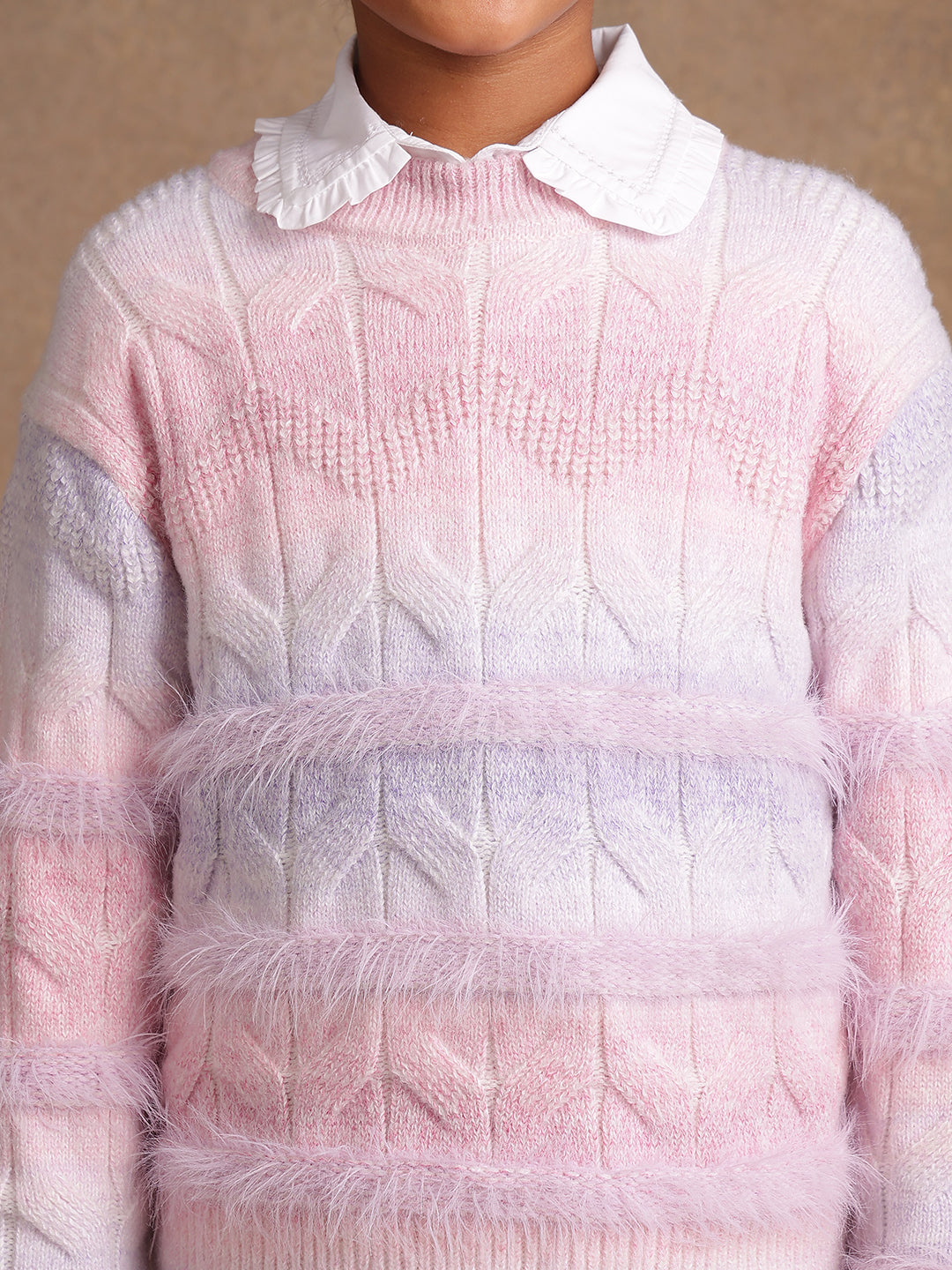 One Friday Girls Pink Solid Sweater