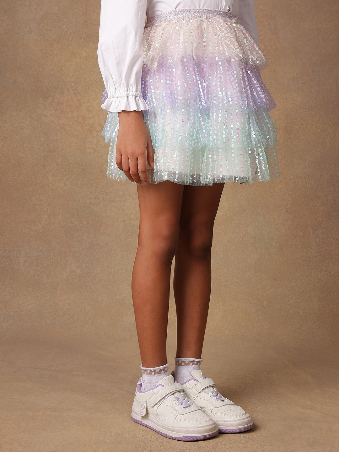 One Friday Kids Girls Multi Sequins Skirt