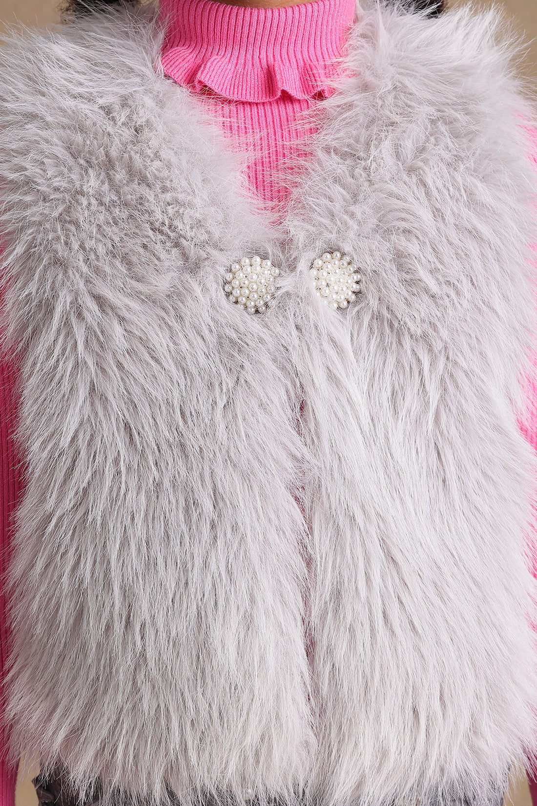 One Friday Kids Girls Grey Faux Fur Shrug