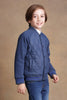 One Friday Kids Boys Navy Blue Quilted Stand Collared Jacket