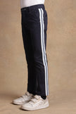 One Friday Boys Navy Blue Slim fit Cotton Casual Trouser