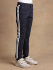 One Friday Boys Navy Blue Slim fit Cotton Casual Trouser