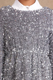 One Friday Kids Girls Grey Sequinned Party Dress