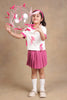 One Friday Kids Girls Pink bow White Top