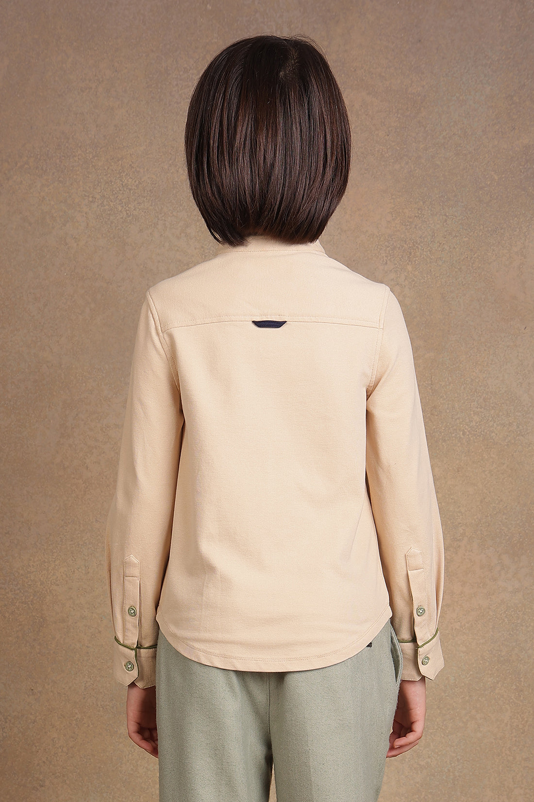 One Friday Kids Boys Beige Embroidered Shirt